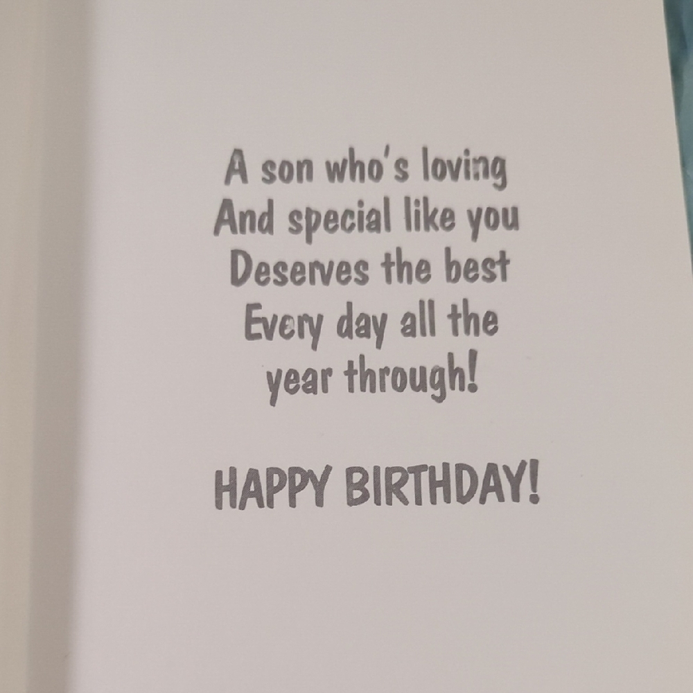 Free With Purchase Birthday Card for Son with Blue and Red Accents - Picture 4 of 7